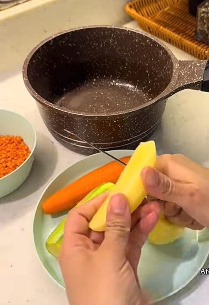 Preparando legumes Comida para Bebê de 6 Meses