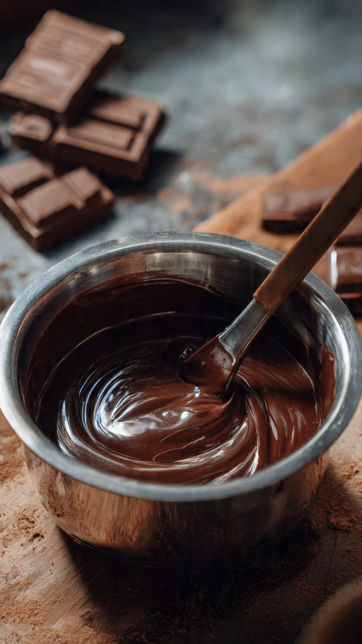 Chocolate ao leite derretido em banho-maria para Chocolate de Dubai caseiro